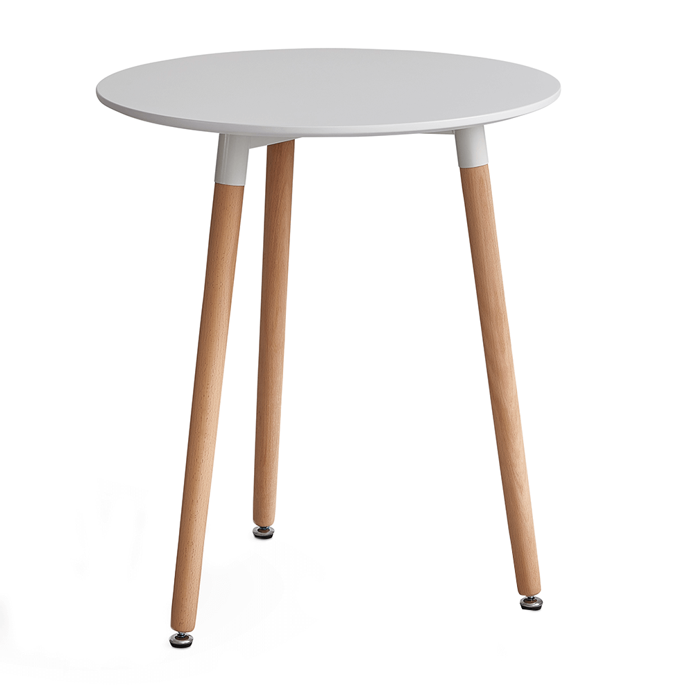 KONDELA Jedálenský stôl, biela/buk, priemer 60 cm, ELCAN