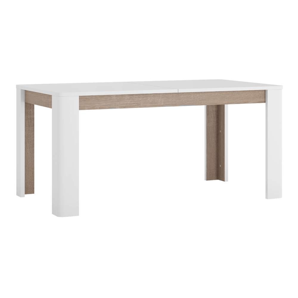 KONDELA Jedálenský rozkladací stôl, biela extra vysoký lesk HG/dub sonoma tmavý truflový, 160-200x90 cm, LYNATET TYP 75