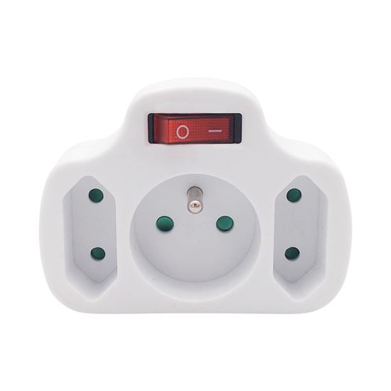 SOLIGHT P103 ROZBOCKA, 1X 10A+2X 2,5A, BIELA, VYPINAC