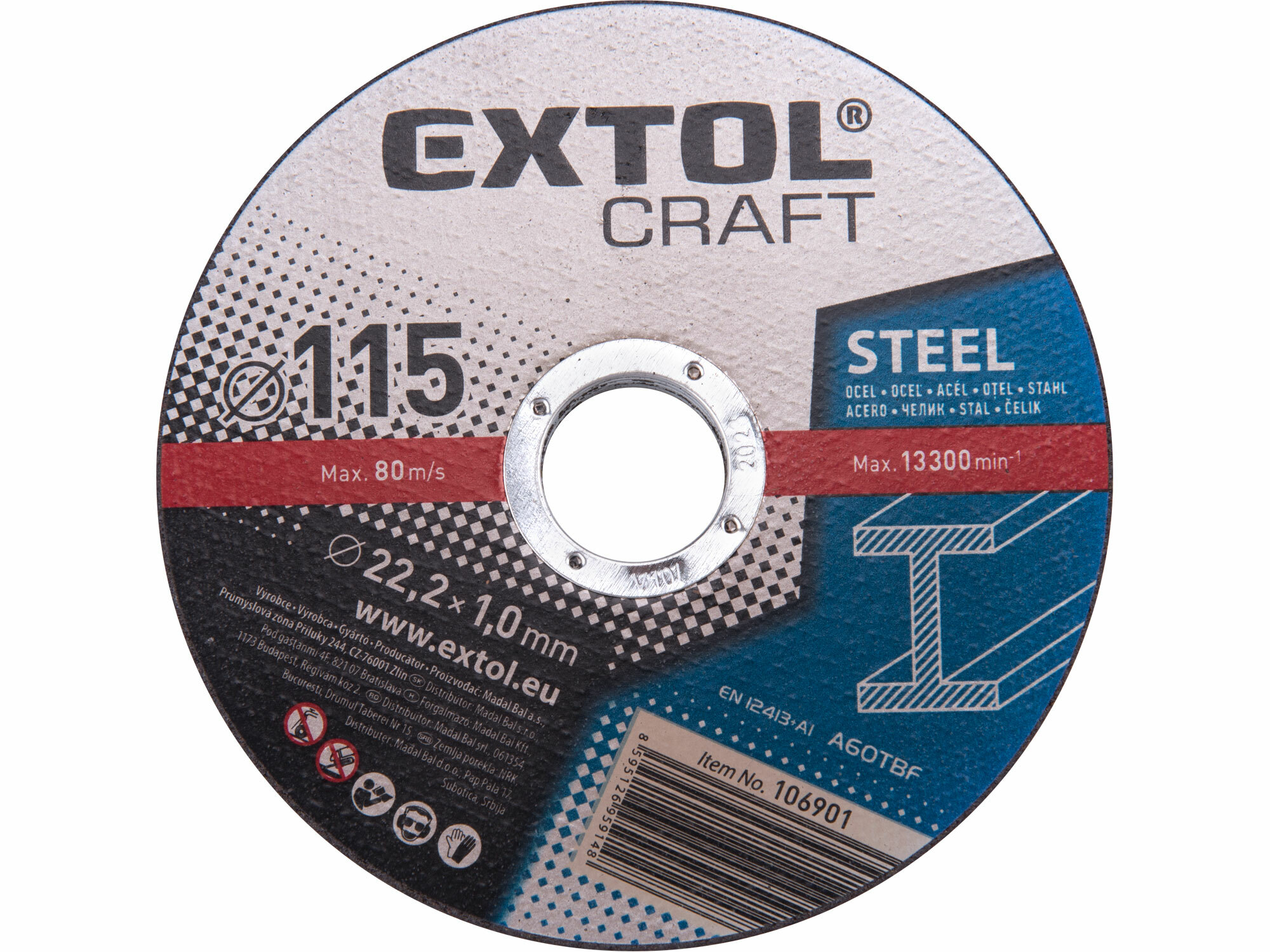 EXTOL Kotúč rezný na kov 5ks, 115x1,0mm
