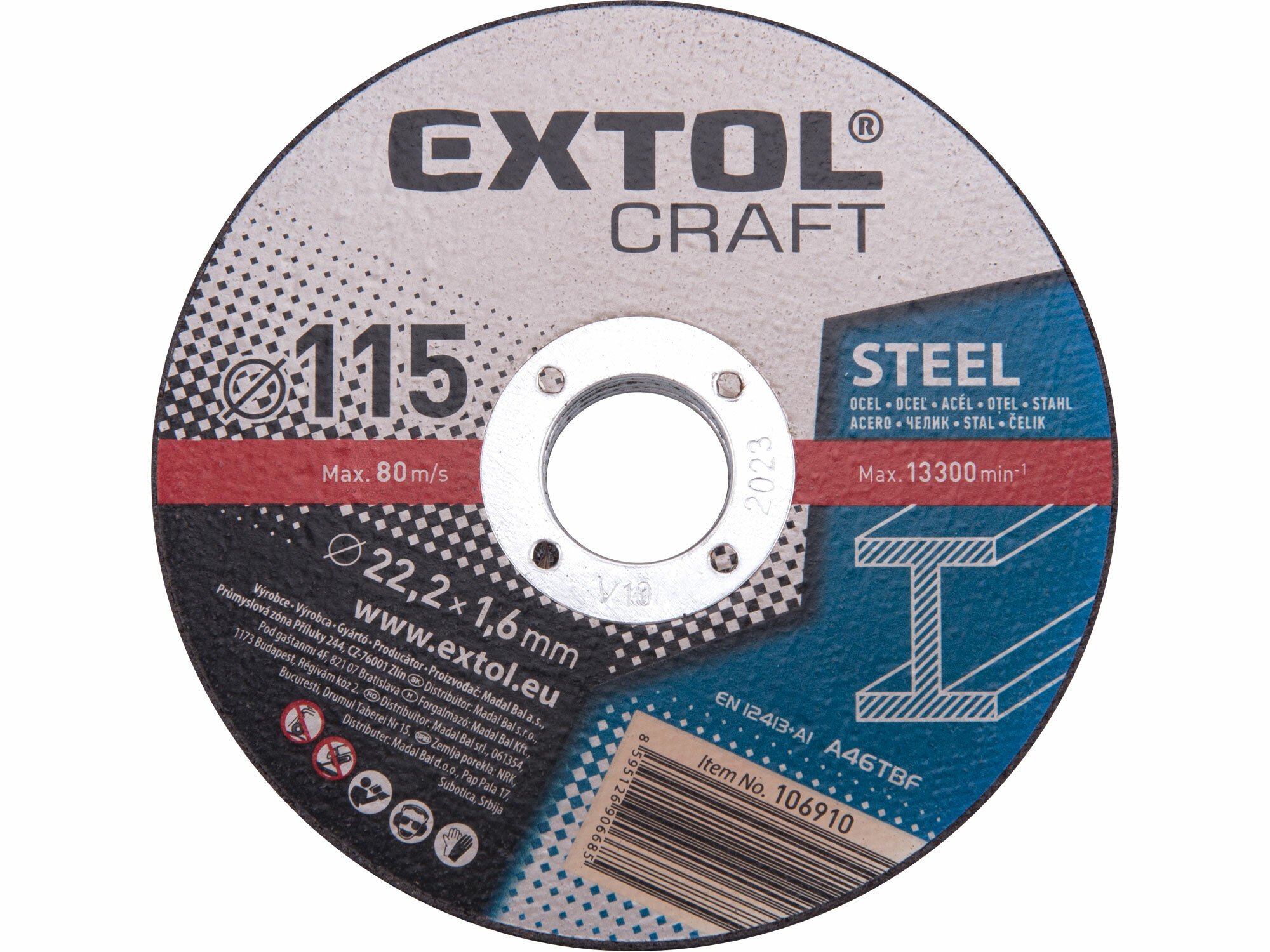EXTOL Kotúč rezný na kov 5ks, 115x1,6mm