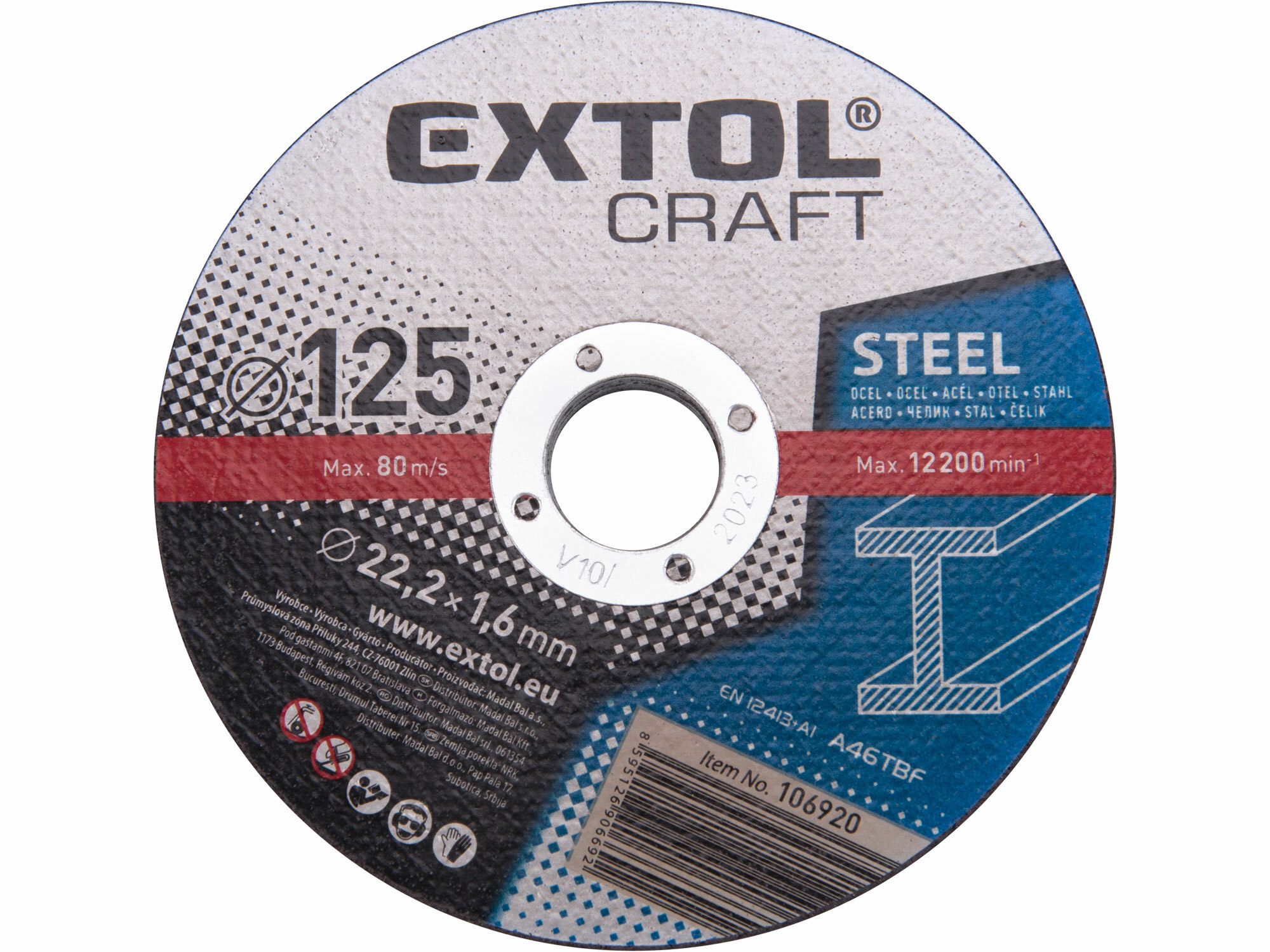 EXTOL Kotúč rezný na kov 5ks, 125x1,6mm