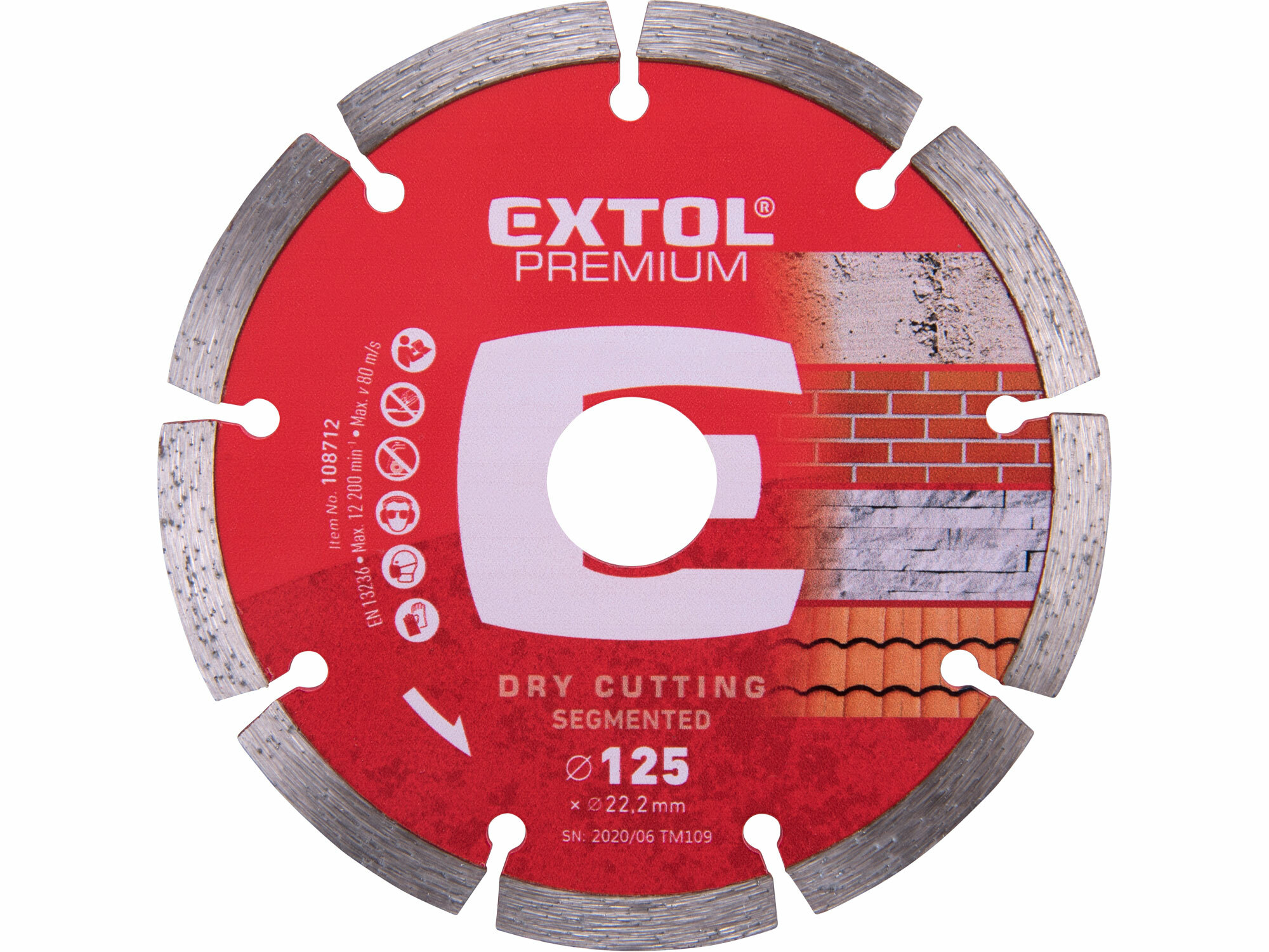 EXTOL Kotúč rezný diamantový segmentový, 125mm