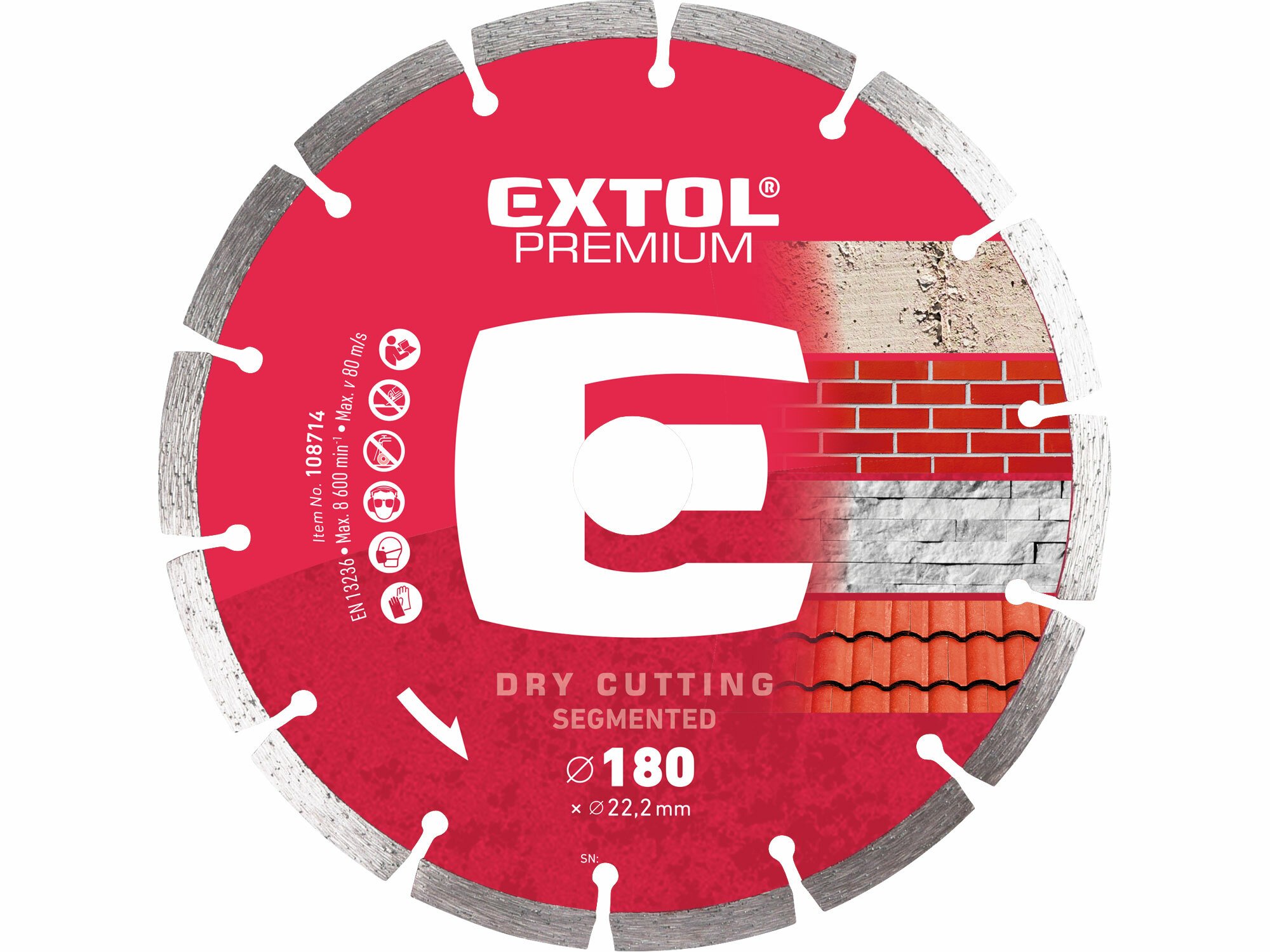 EXTOL Kotúč rezný diamantový segmentový, 180mm