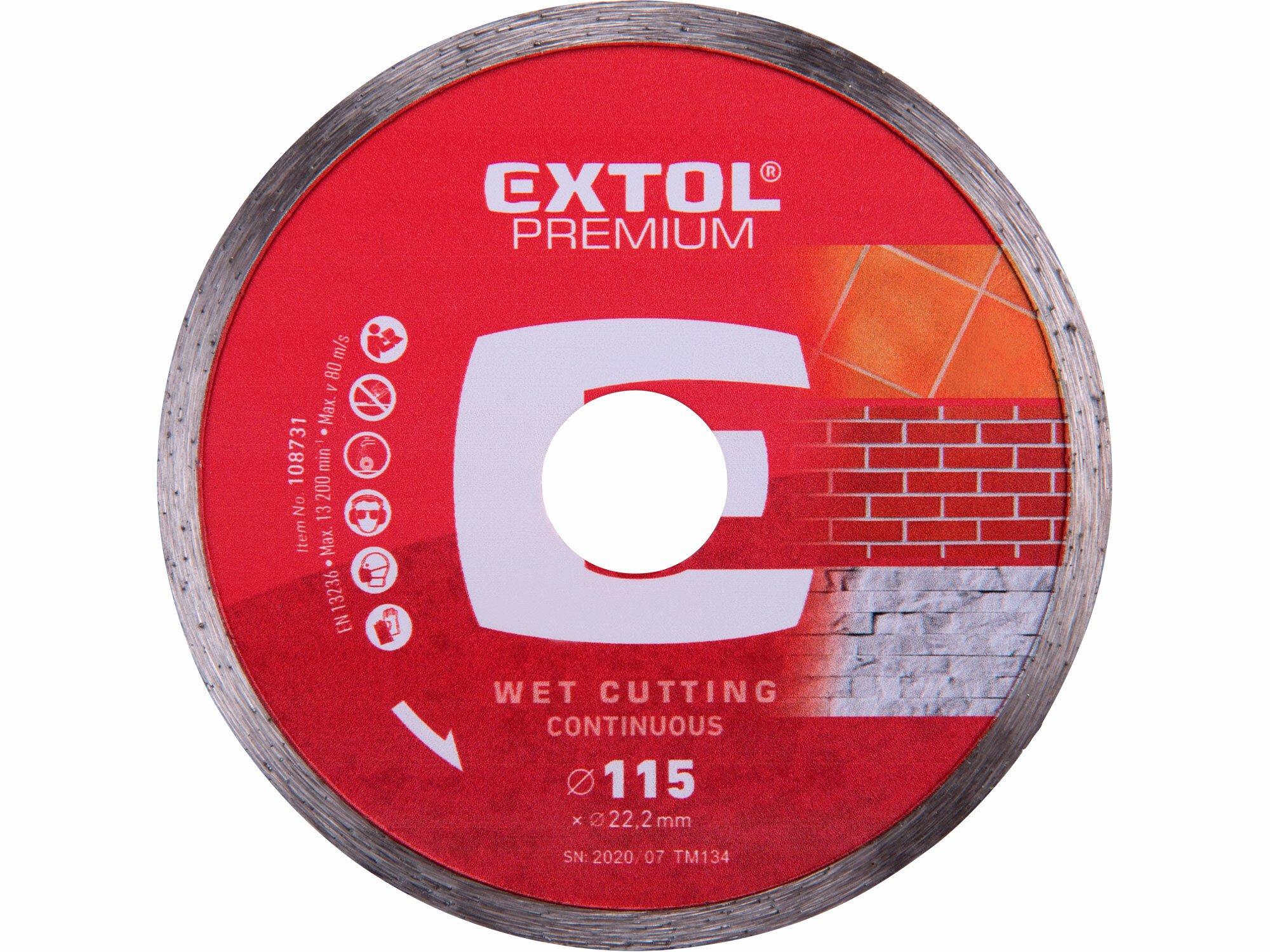 EXTOL Kotúč rezný diamantový plný, 115mm