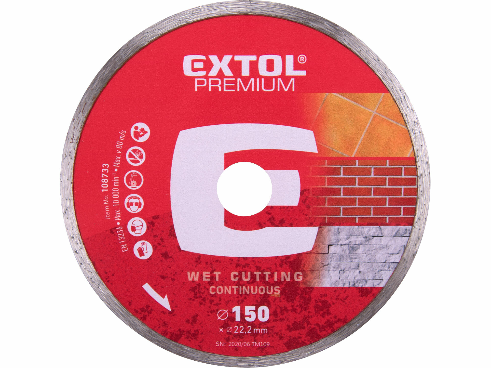 EXTOL Kotúč rezný diamantový plný, 150mm