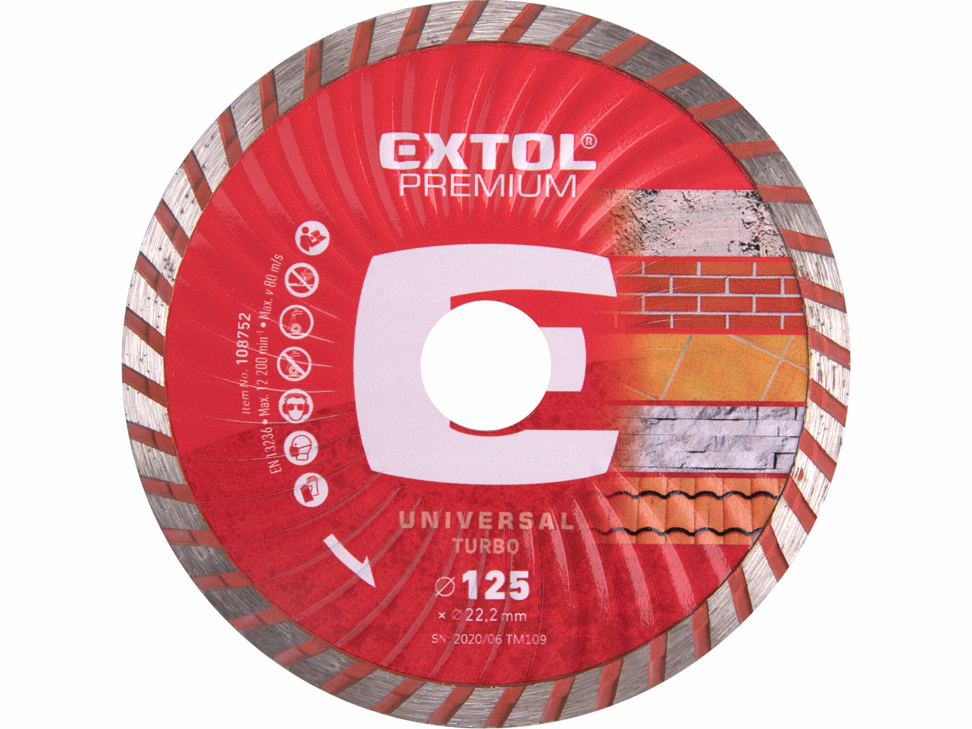 EXTOL Kotúč rezný diamantový Turbo, 125mm