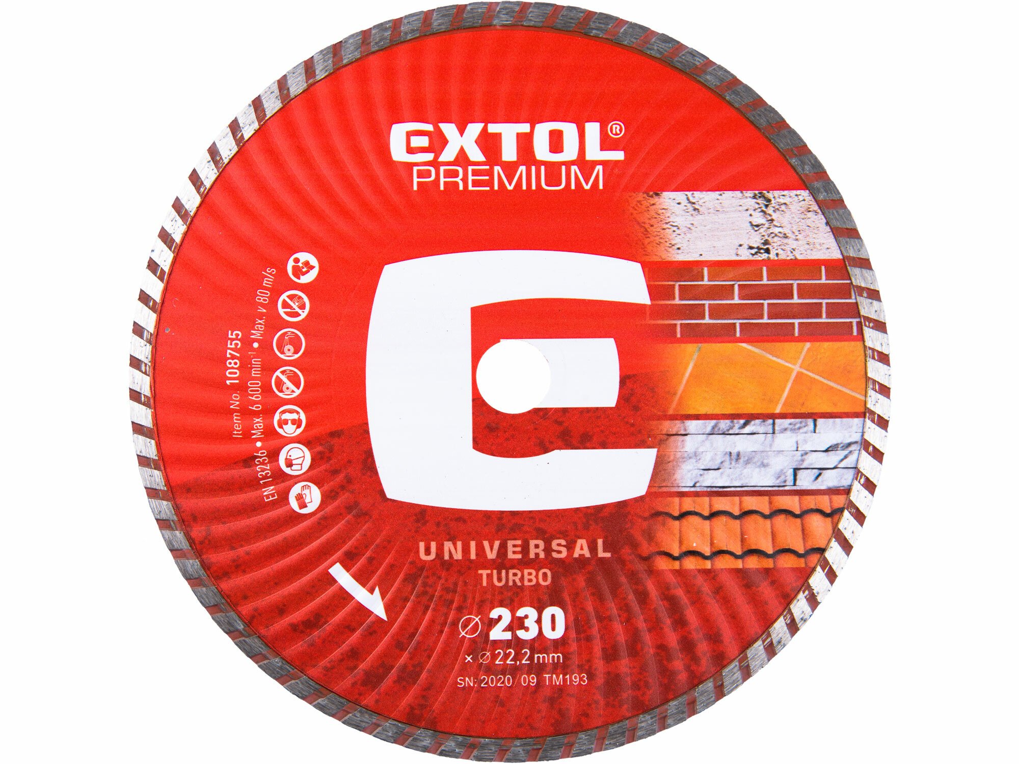 EXTOL Kotúč rezný diamantový Turbo, 230mm