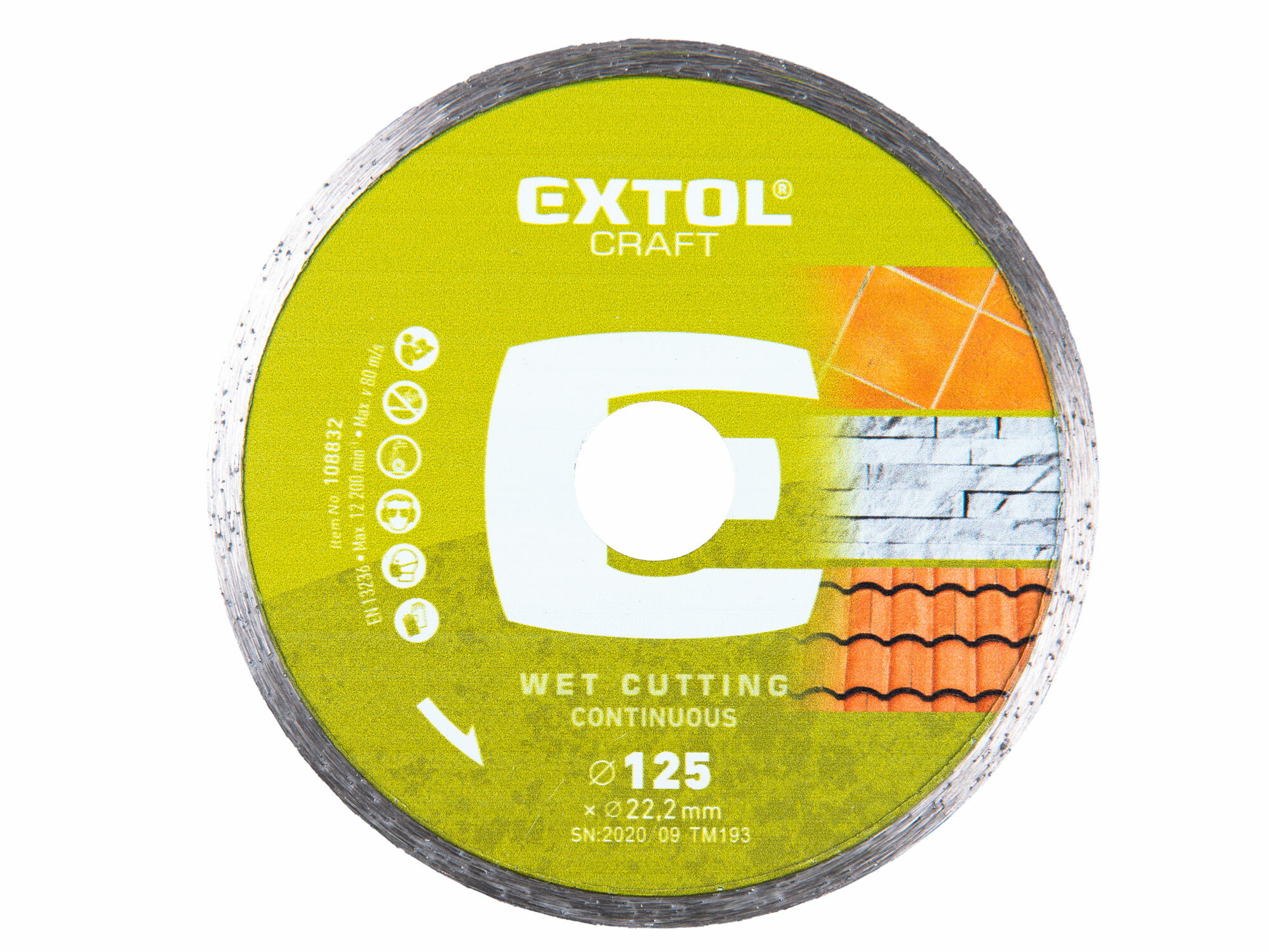 EXTOL Kotúč rezný diamantový plný, 125mm