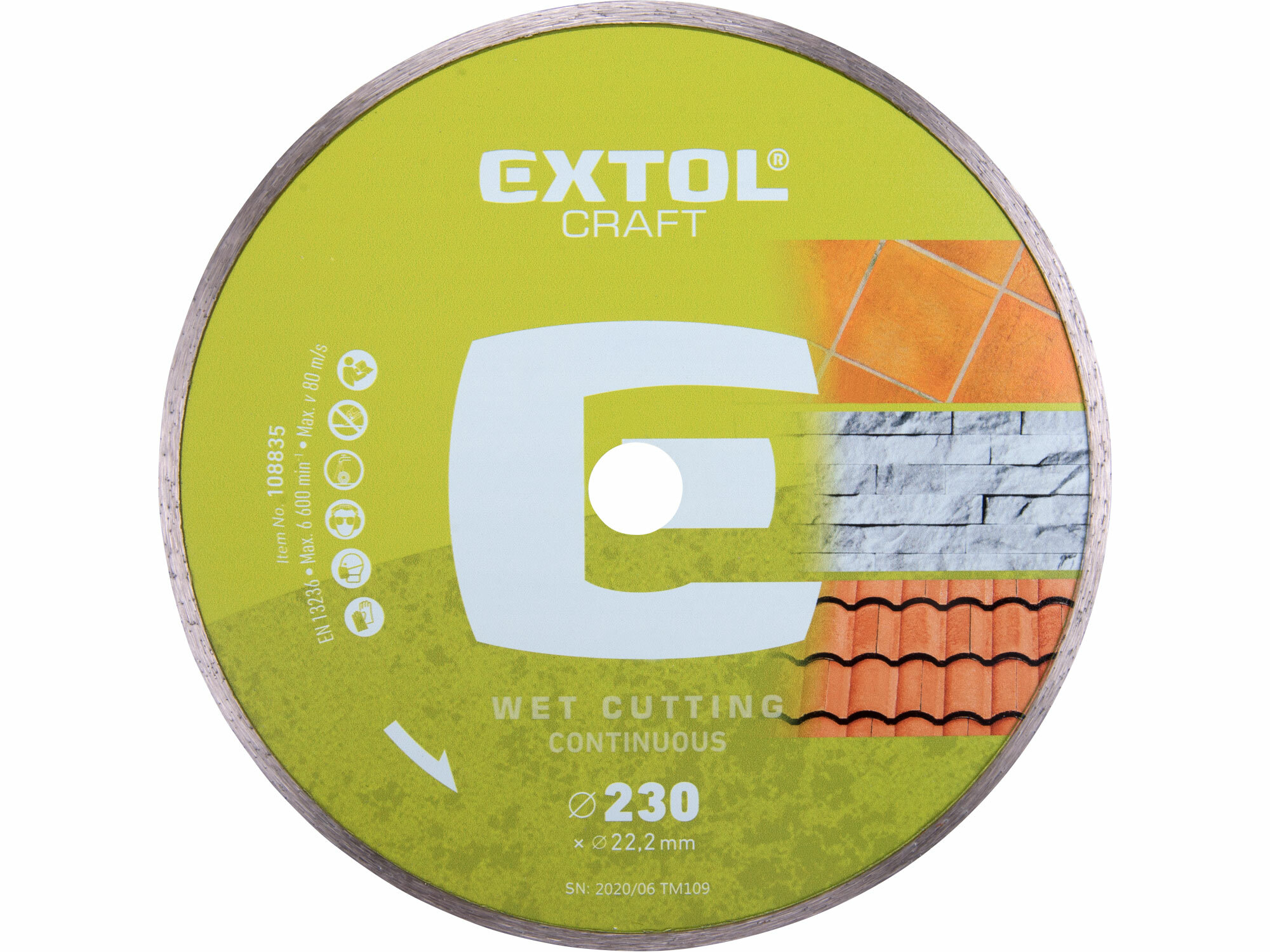 EXTOL Kotúč rezný diamantový plný, 230mm