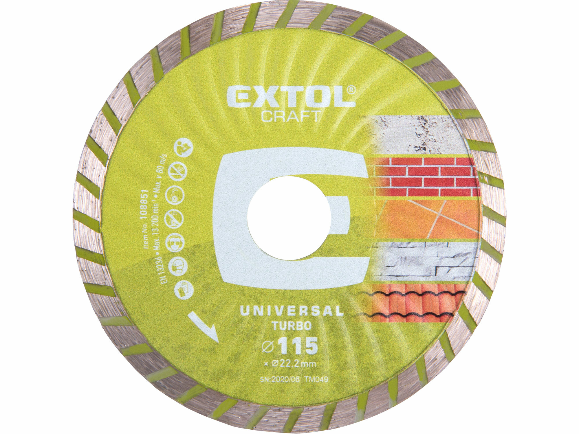 EXTOL Kotúč rezný diamantový Turbo, 115mm
