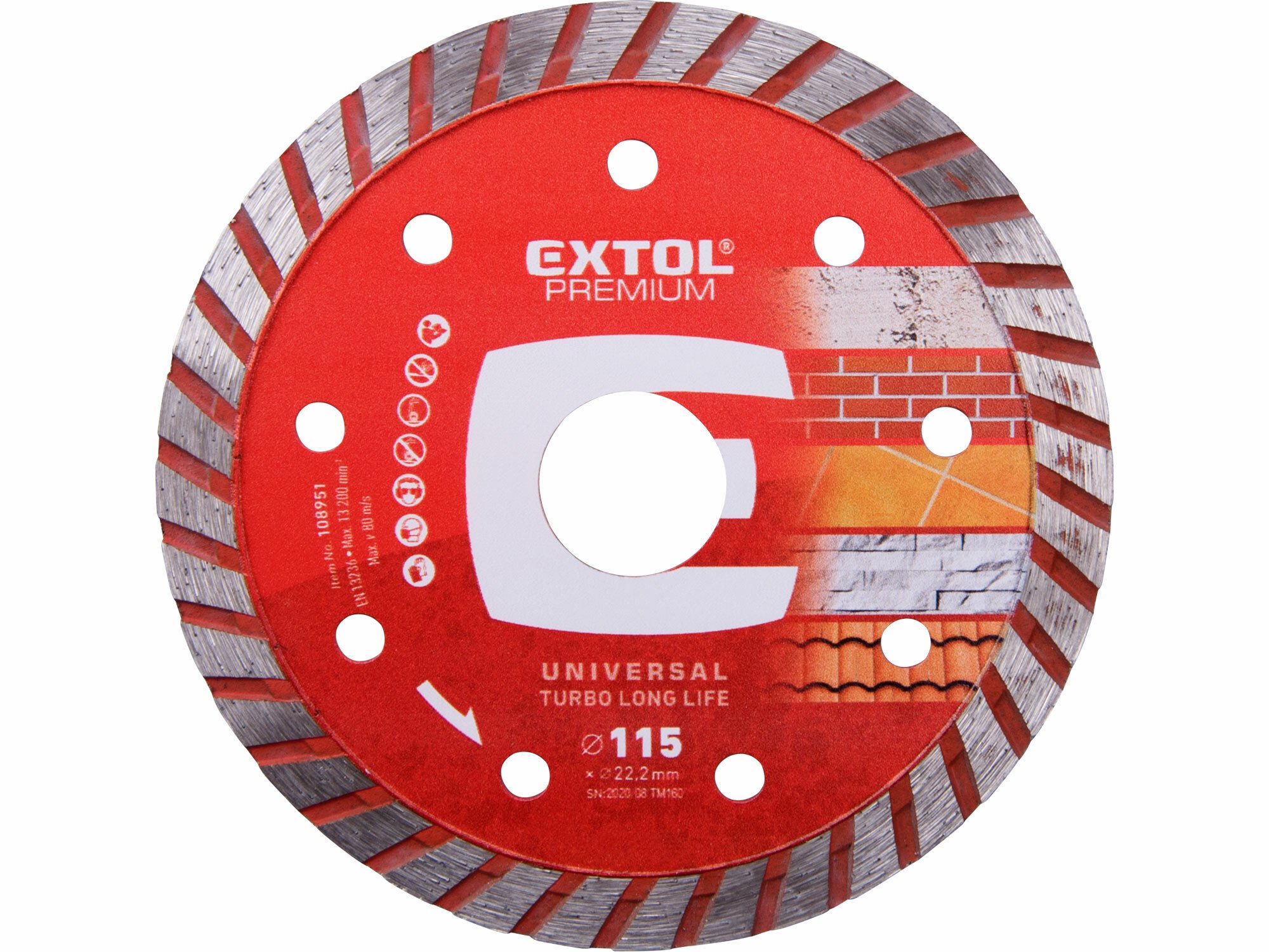 EXTOL Kotúč rezný diamantový Turbo Long Life, 115mm