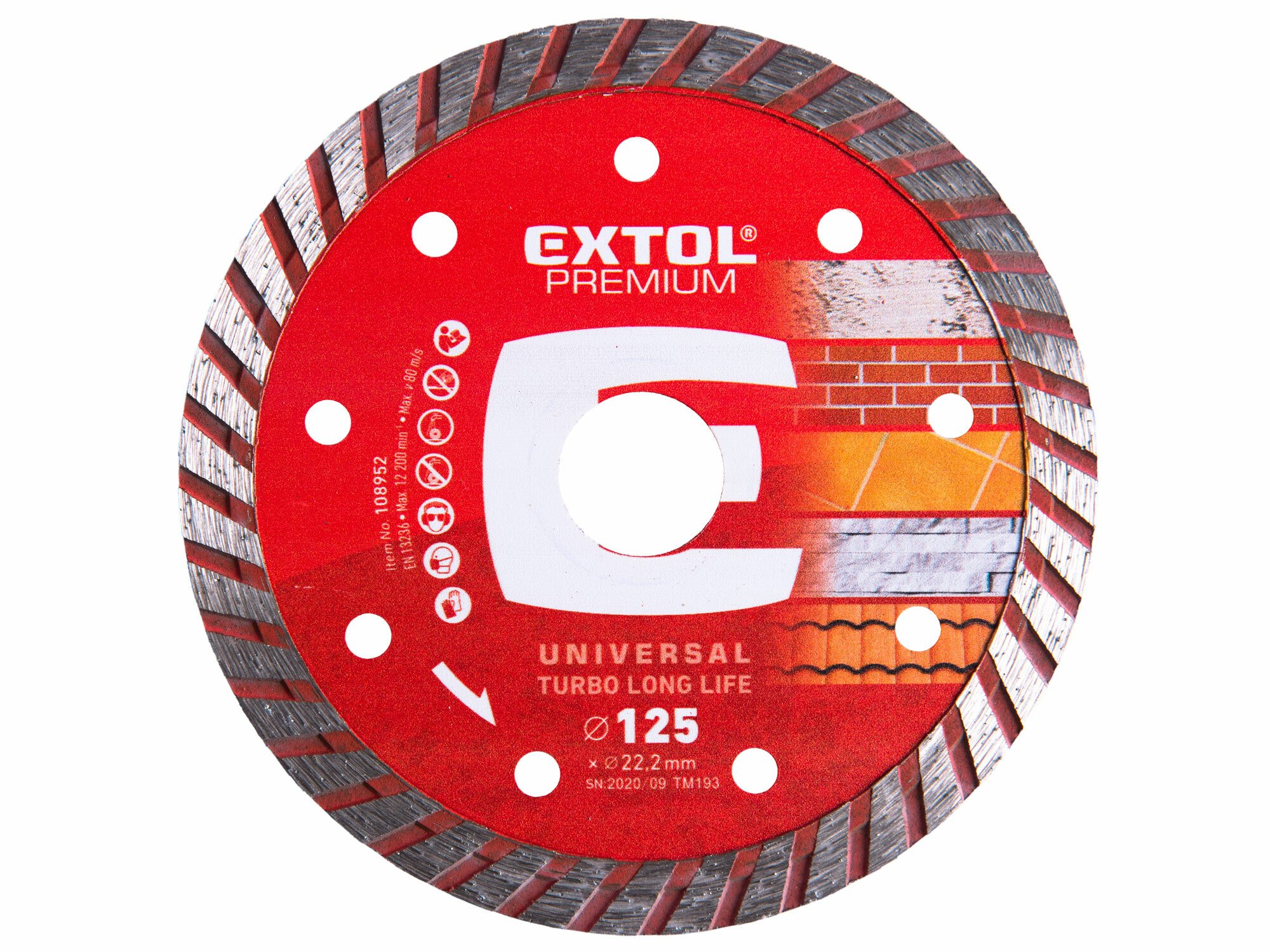EXTOL Kotúč rezný diamantový Turbo Long Life, 125mm
