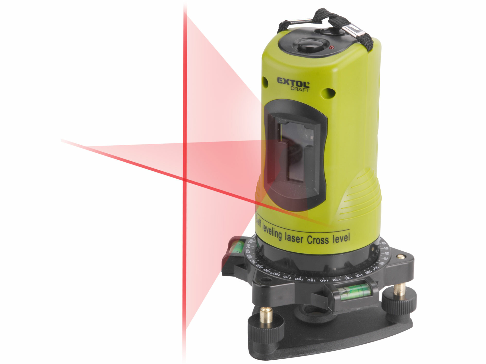 EXTOL Laser líniový, krížový samonivelačný, červený, 1H-1V