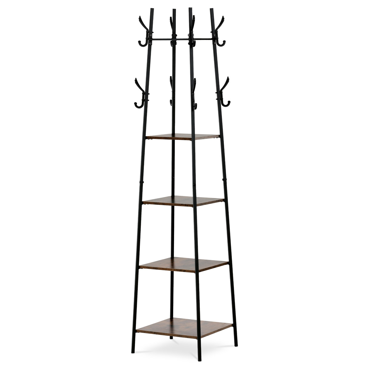 AUTRONIC GD-170 OLW Věšák se 4 policemi, dekor staré dřevo, MDF, černý lak