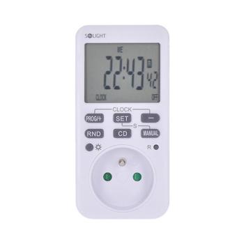 SOLIGHT DT33 CASOVA SPINACIA ZASUVKA DIGITALNA TYZDENNA, 16 REZIMOV, PODSVIETENY VELKY LCD