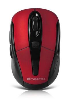 CANYON CNR-MSOW06R, WIRELESS OPTICKA MYS USB, KOMPAKTNA,VHODNA K NOTEBOOKOM,1600 DPI,3 TLAC, CERVENA