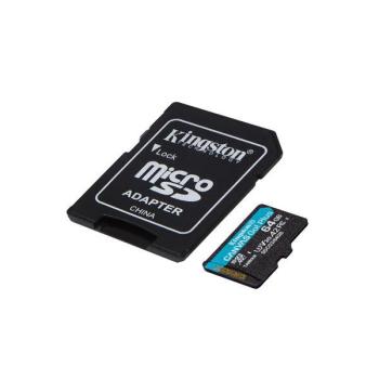 KINGSTON 64GB MICROSDXC CANVAS GO PLUS A2 U3 V30 170MB/S + ADAPTER, SDCG3/64GB