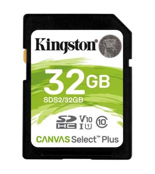 KINGSTON 32GB SDHC CANVAS SELECT PLUS U1 V10 CL10 100MB/S