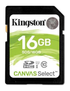 KINGSTON 16GB SDHC CANVAS SELECT 80R CL10 UHS-I SDS/16GB