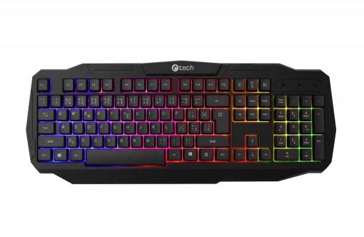 C-TECH HERNA KLAVESNICA ARCUS (GKB-15) CZ/SK, DUHOVE PODSVIETENIE, USB
