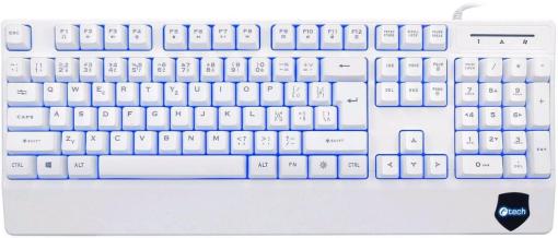 C-TECH KB-104W KLAVESNICA, USB, 3 FARBY PODSVIETENIA, BIELA, CZ/SK