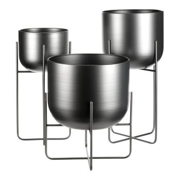 AUTRONIC FA5004 Set 3 kovových interiérových stojanov na kvety, kruhové, antracitový satin