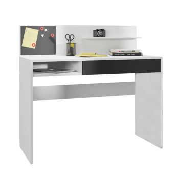 KONDELA IMAN  PC STOL S MAGNETICKOU TABULOU, BIELA/CIERNA
