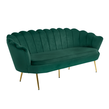 KONDELA Luxusná pohovka, 3-sed, smaragdová Velvet látka/chróm zlatý, štýl Art-deco, NOBLIN