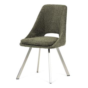 AUTRONIC DCL-W1174 GRN2 Židle jídelní, zelená látka, kovové nohy, broušená nerez.