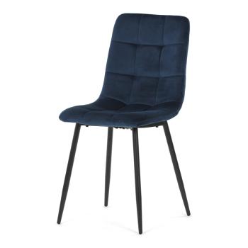 AUTRONIC CT-281 BLUE4 Židle jídelní, modrá sametová látka, nohy černý kov