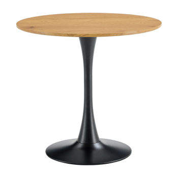 KONDELA Jedálenský stôl, dub/čierna, priemer 80 cm, REVENTON NEW