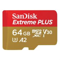 SANDISK 214500 EXTREME PLUS MICROSDXC 64GB + SD ADAPTER 200MB/S, 90MB/S A2 C10 V30 UHS-I U8
