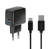 SBS TEKITTRAVC2U2A CESTOVNA NABIJACIA SADA 2X USB, USB/USB-C, QUICK CHARGE, 2100 MA, CIERNA