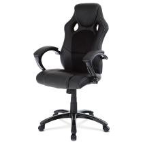 AUTRONIC KA-Y157 BK Športové kreslo, poťah čierna ekokoža a čierna látka MESH, čierny vysoký lesk, H