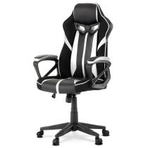 AUTRONIC KA-Y341 SIL Herné kreslo, poťah čierná, strieborná ekokoža a čierna látka MESH, HM
