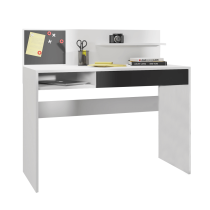 KONDELA IMAN  PC STOL S MAGNETICKOU TABULOU, BIELA/CIERNA