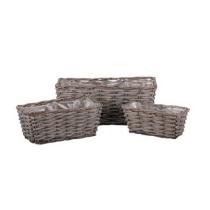 AUTRONIC OV4140 GREY Košík proutěný - hranatý truhlík, šedý, cena za sadu 3 ks