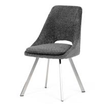 AUTRONIC DCL-W1174 GREY2 Židle jídelní, šedá látka, kovové nohy, broušená nerez.