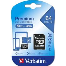 VERBATIM SDXC 64GB MICRO PAMATOVA KARTA PREMIUM UHS-I (U1) (70MB/S), V10, CLASS 10 + ADAPTER