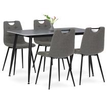 AUTRONIC ASE-1001 GREY2 Jídelní set 1+4, stůl 130x70, deska slinutý kámen v imitaci šedého matného m