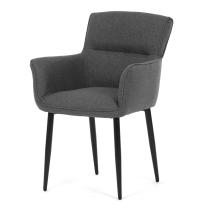 AUTRONIC DCH-J2159 GREY2 Židle jídelní, snadno čistitelná šedá látka, černý matný lak, kovové nohy
