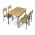 AUTRONIC AUT-O2155 OAK Jídelní set (1+4), MDF dekor divoký dub, čtyřnohá kovová podnož, černý matný