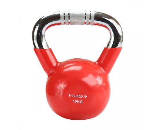 Kettlebell s chromovaným úchopem HMS KTC 10 kg červený