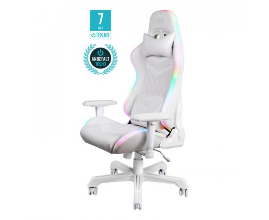 DELTACO GAM-080-W, RGB Herná stolička, biela