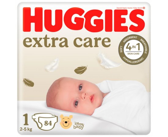 HUGGIES® Extra Care plienky jednorazové 1 (2-5 kg) 84 ks