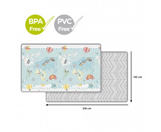 SKIP HOP Podložka na hranie bez PVC a BPA 218x132cm Malý cestovateľ 0m+