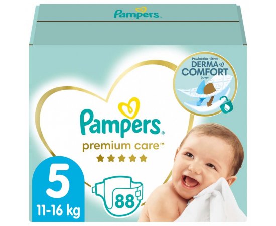 PAMPERS Premium Care Plienky jednorazové 5 (11-16 kg) 88 ks - MEGA PACK