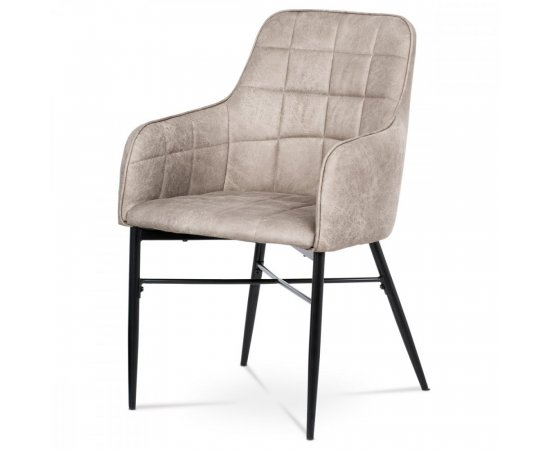 AUTRONIC AC-9990 LAN3 Jedálenská stolička, poťah lanýžová látka v dekor vintage kože, kovová podnož, černý matný lak