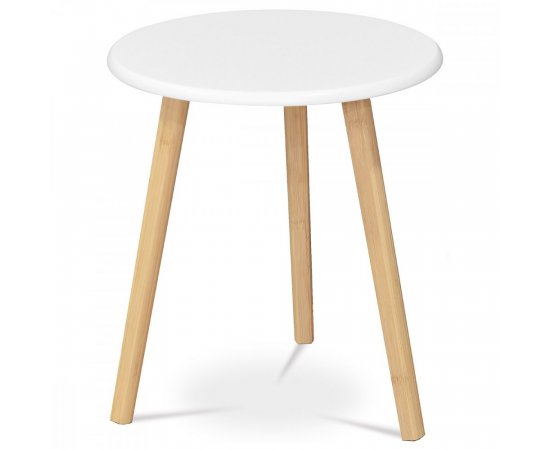 AUTRONIC AF-1142 WT Stůl konferenční 40x40x45 cm,  MDF bílá deska,  nohy bambus přírodní odstín